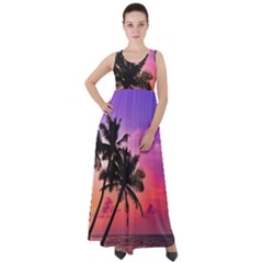 Ocean Paradise Empire Waist Velour Maxi Dress