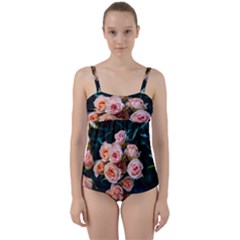 Sweet Roses Twist Front Tankini Set by LW323