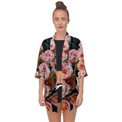 Sweet Roses Open Front Chiffon Kimono by LW323