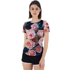 Sweet Roses Back Cut Out Sport Tee by LW323