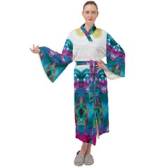 Peacock Maxi Velour Kimono by LW323