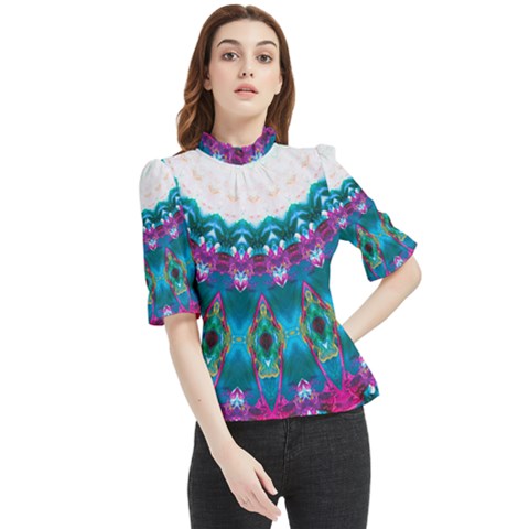 Peacock Frill Neck Blouse by LW323