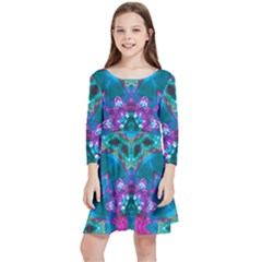 Peacock2 Kids  Quarter Sleeve Skater Dress by LW323