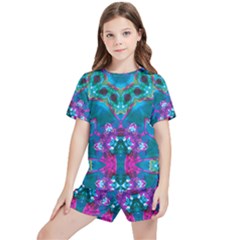 Peacock2 Kids  Tee And Sports Shorts Set by LW323