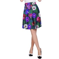 Watercolor Flowers  Bindweed  Liana A-line Skirt by SychEva