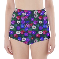 Watercolor Flowers  Bindweed  Liana High-waisted Bikini Bottoms by SychEva