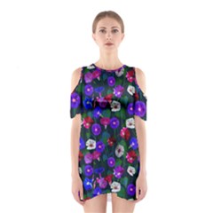 Watercolor Flowers  Bindweed  Liana Shoulder Cutout One Piece Dress by SychEva