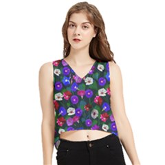 Watercolor Flowers  Bindweed  Liana V-neck Cropped Tank Top by SychEva