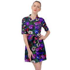 Watercolor Flowers  Bindweed  Liana Belted Shirt Dress by SychEva