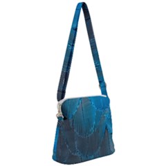 Feathery Blue Zipper Messenger Bag by LW323