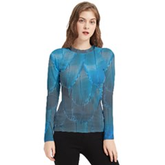 Feathery Blue Women s Long Sleeve Rash Guard by LW323