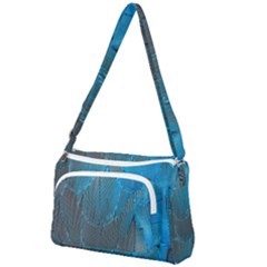 Feathery Blue Front Pocket Crossbody Bag