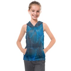 Feathery Blue Kids  Sleeveless Hoodie by LW323