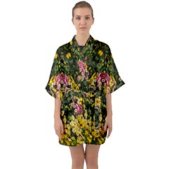 Springflowers Half Sleeve Satin Kimono  by LW323