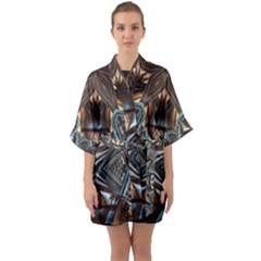 Holy2 Half Sleeve Satin Kimono 