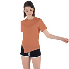 Amber Glow Asymmetrical Short Sleeve Sports Tee by FabChoice