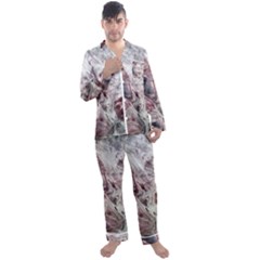 Pebbles Module  Men s Long Sleeve Satin Pajamas Set by kaleidomarblingart