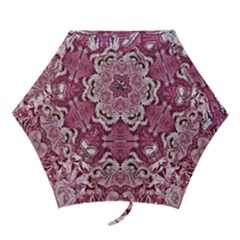 Pink Marbling Symmetry Mini Folding Umbrellas by kaleidomarblingart