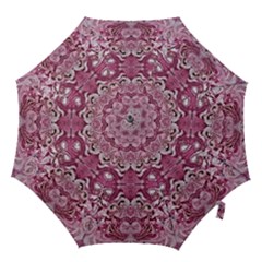 Pink Marbling Symmetry Hook Handle Umbrellas (medium) by kaleidomarblingart