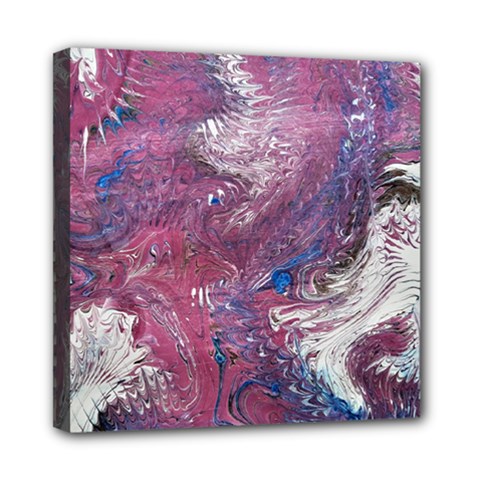 Violet Feathers Mini Canvas 8  X 8  (stretched) by kaleidomarblingart