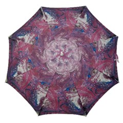 Violet Feathers Straight Umbrellas by kaleidomarblingart