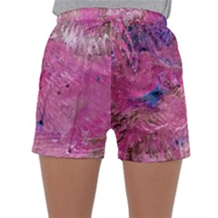 Pink Feathers Sleepwear Shorts by kaleidomarblingart
