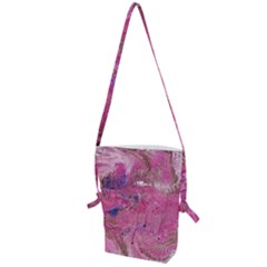 Pink Feathers Folding Shoulder Bag by kaleidomarblingart
