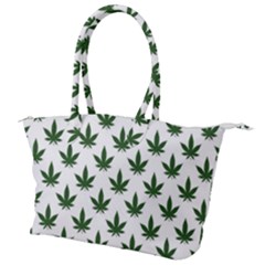 Weed At White, Ganja Leafs Pattern, 420 Hemp Regular Theme Canvas Shoulder Bag by Casemiro