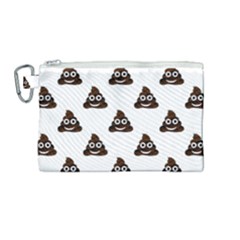 Happy Poo Pattern, Funny Emoji, Emoticon Theme, Vector Canvas Cosmetic Bag (medium) by Casemiro