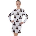 Happy poo pattern, funny emoji, emoticon theme, vector Long Sleeve Hoodie Dress View1