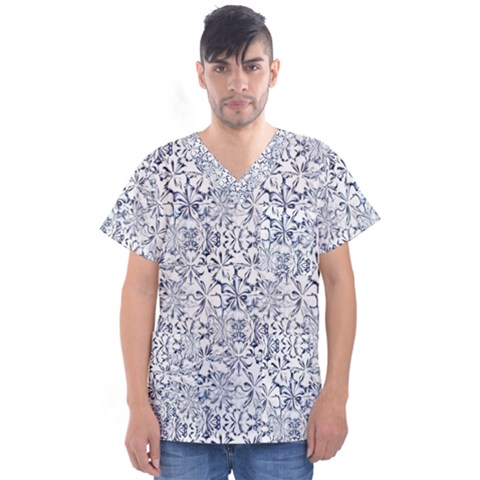 Pretty Porcelain Men s V-neck Scrub Top by MRNStudios