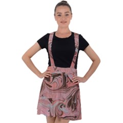 Pink Swirls Velvet Suspender Skater Skirt by kaleidomarblingart