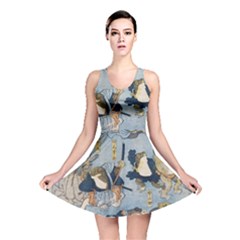 Famous heroes of the kabuki stage played by frogs  Reversible Skater Dress