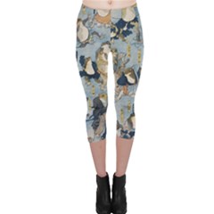 Famous heroes of the kabuki stage played by frogs  Capri Leggings 