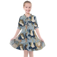 Famous Heroes Of The Kabuki Stage Played By Frogs  Kids  All Frills Chiffon Dress by Sobalvarro