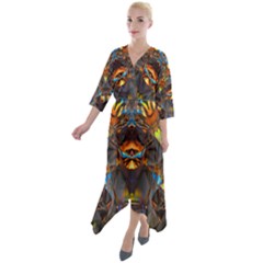 Lovely Day Quarter Sleeve Wrap Front Maxi Dress