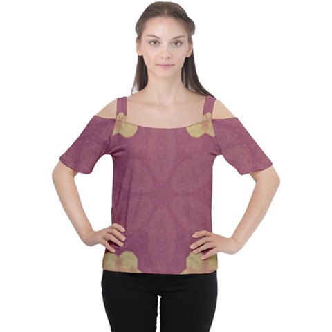 Misty Rose Cutout Shoulder Tee by LW323