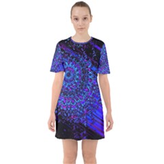 Uv Mandala Sixties Short Sleeve Mini Dress by MRNStudios