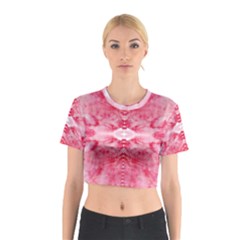 Pink Marbling Ornate Cotton Crop Top by kaleidomarblingart