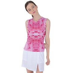 Pink Marbling Ornate Women s Sleeveless Sports Top by kaleidomarblingart