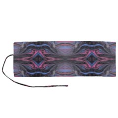 Grey Pink Module  Roll Up Canvas Pencil Holder (m) by kaleidomarblingart