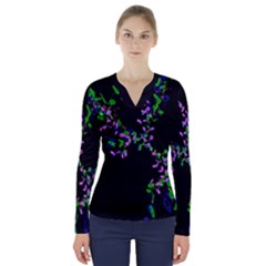 Nite Festive Lavender Flora V-neck Long Sleeve Top by 1dsign