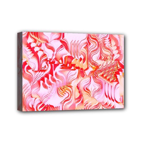Cherry Blossom Cascades Abstract Floral Pattern Pink White  Mini Canvas 7  X 5  (stretched) by CrypticFragmentsDesign