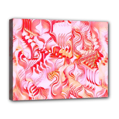 Cherry Blossom Cascades Abstract Floral Pattern Pink White  Canvas 14  X 11  (stretched) by CrypticFragmentsDesign