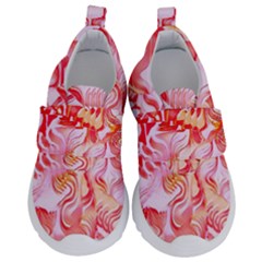 Cherry Blossom Cascades Abstract Floral Pattern Pink White  Kids  Velcro No Lace Shoes by CrypticFragmentsDesign