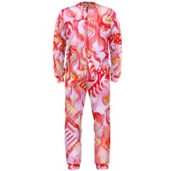 Cherry Blossom Cascades Abstract Floral Pattern Pink White  Onepiece Jumpsuit (men)  by CrypticFragmentsDesign