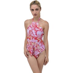 Cherry Blossom Cascades Abstract Floral Pattern Pink White  Go With The Flow One Piece Swimsuit by CrypticFragmentsDesign