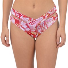 Cherry Blossom Cascades Abstract Floral Pattern Pink White  Double Strap Halter Bikini Bottom by CrypticFragmentsDesign