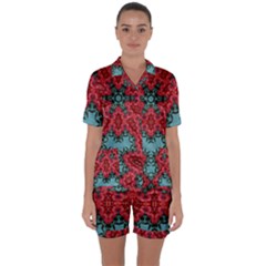 Holly Satin Short Sleeve Pajamas Set by LW323