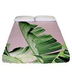 Palm Leaves On Pink Fitted Sheet (california King Size) by goljakoff